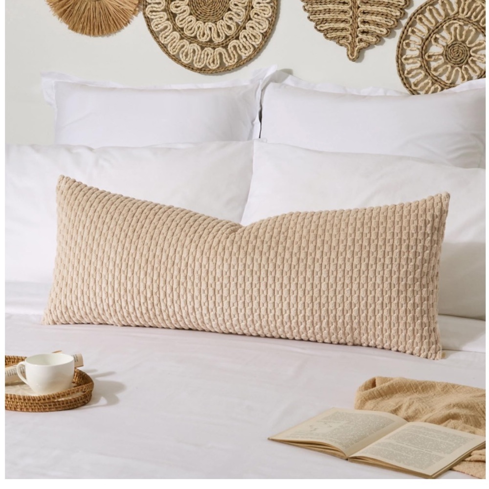 Cozy Beige Textured Body Pillow Cover